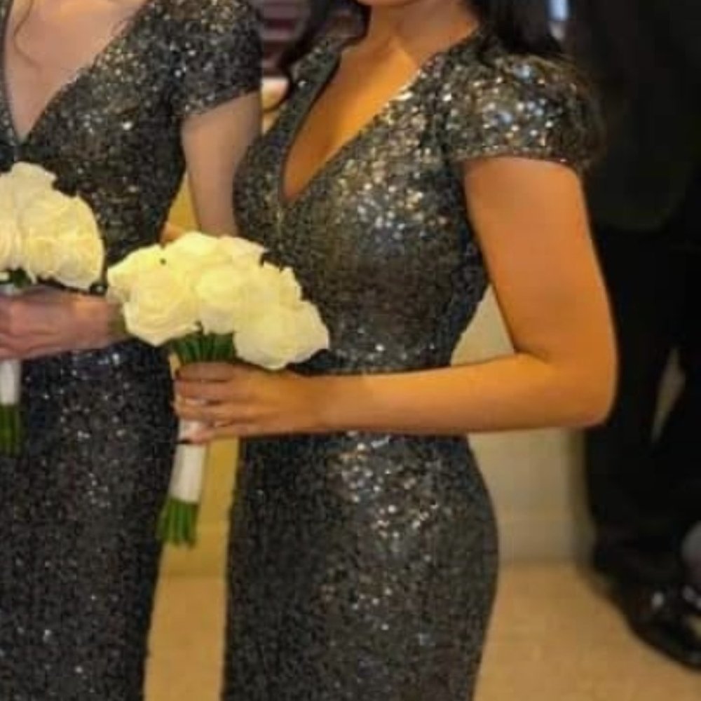 Primavera Couture - Gunmetal Bridesmaid/Prom Dress, Size 0/00 - Picture 3 of 5